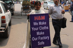 Protest in front of H&M sourcing office in Dhaka on May 3, 2016