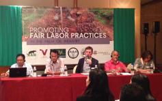 Eric Gottwald speaks on palm oil panel, photo by ILRF